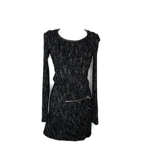 Maison Scotch Black Gray Tweed Zipper Front Dress Size 1 Size S